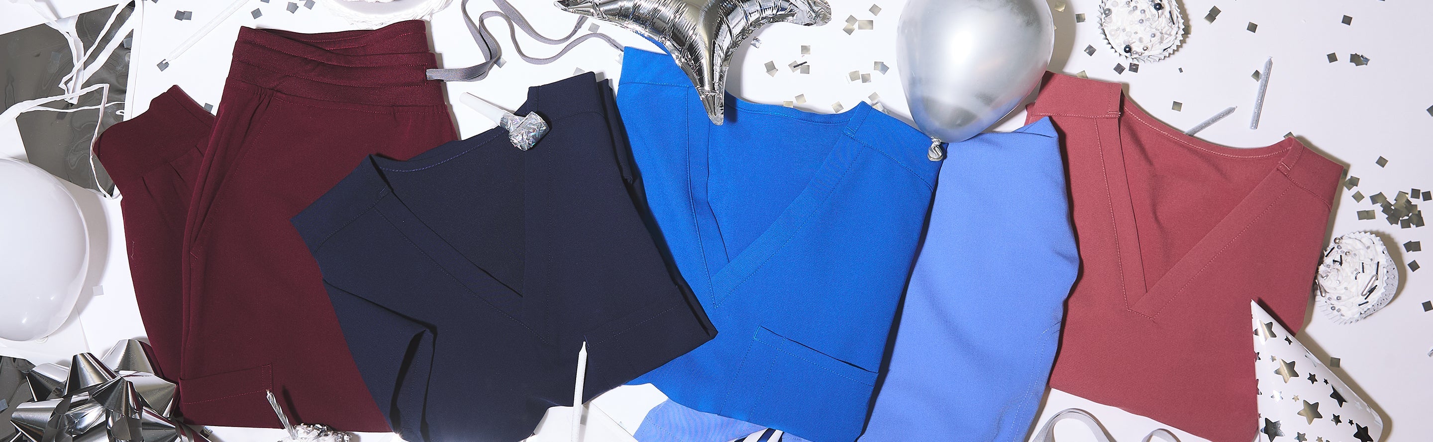 Workwear tops in blue, navy, burgundy and pink